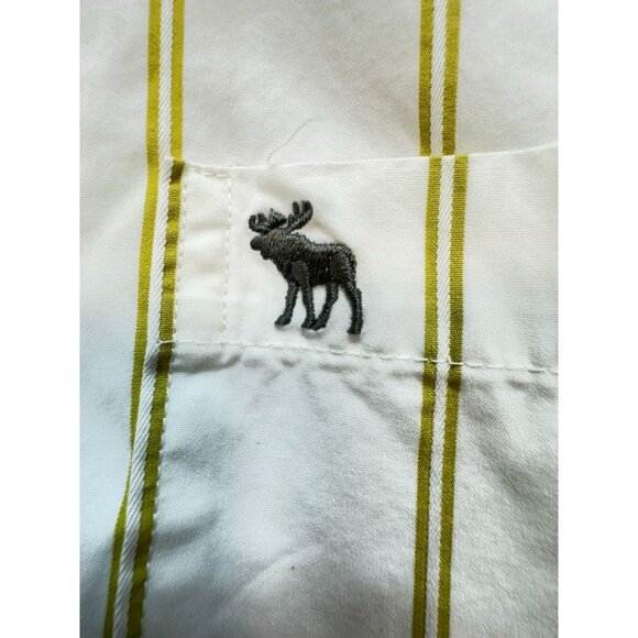 Abercrombie & Fitch Mens Striped Long Sleeve Button-Up Shirt M Muscle Fit White - Picture 7 of 15